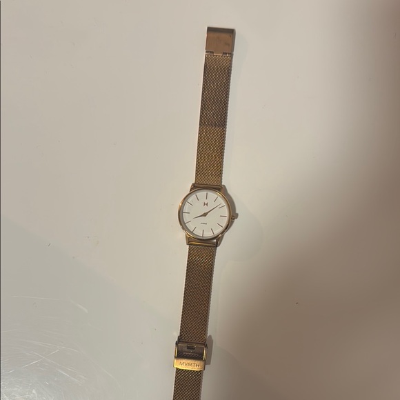 MVMT Gold and White Mesh Watch Elegant Accessories